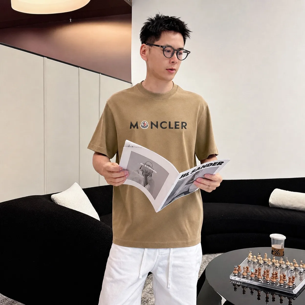 moncle～ logo 《 》7a tee ， Same Style ， : Black White Coffee Brown Size：S（90-130 ） M（125-150 ） L（135-165 ） XL（160-190 ） XXL（185-220 ）